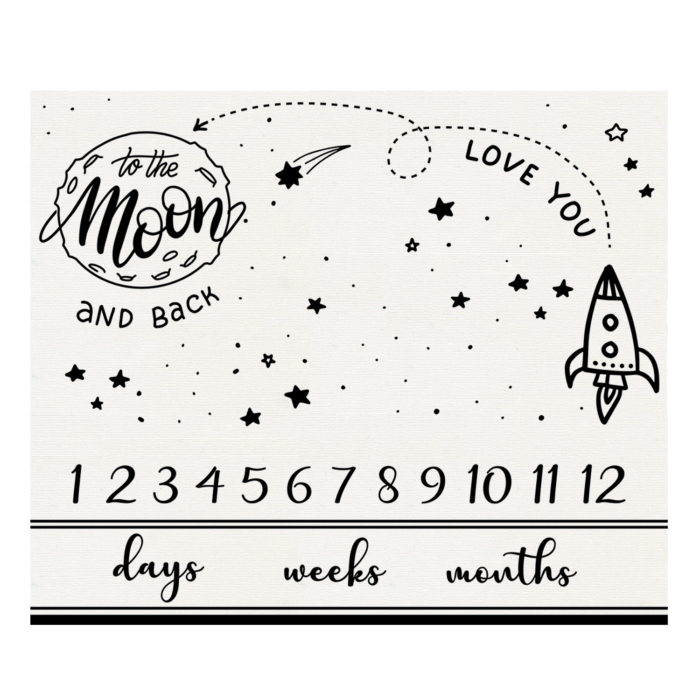 Baby Monthly Milestone Blanket for Baby Boy & Baby Girl - Love You to The Moon and Back Photo Blanket