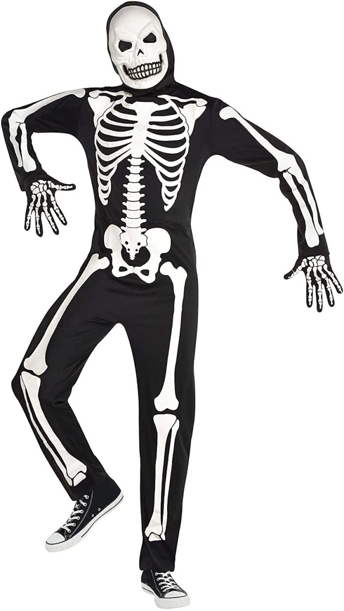 456 Squid Glow in The Dark X-Ray Skeleton Halloween Costume for Adults, Standard, Includes Jumpsuit, Mask and Gloves